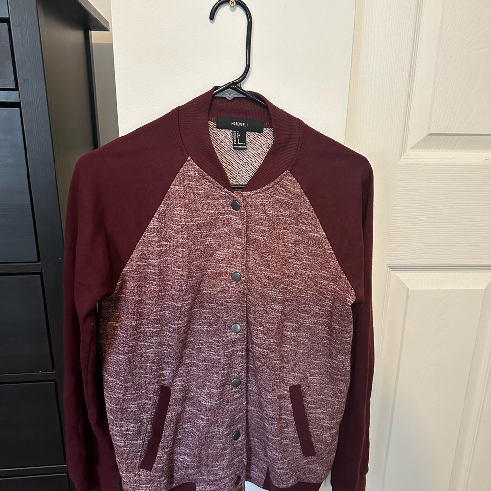 Burgundy and Heathered Jacket